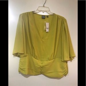 New York & Co. Soho blouse, color is lime 
green.